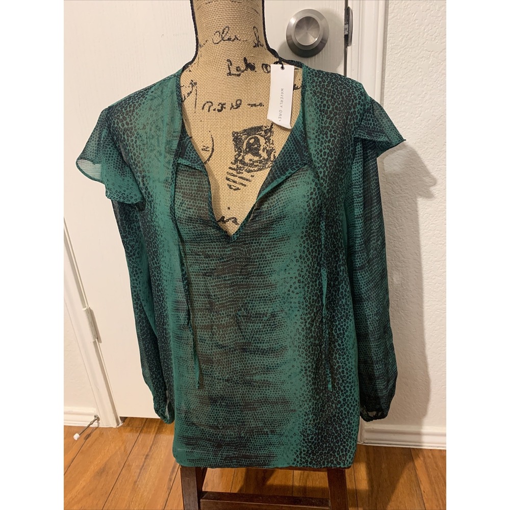 Waverly Grey Liberant Large Jessy Top Snake Skin Print Semi Transparent NWT
